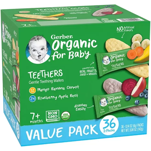 Gerber Organic Teethers, Teething Wafers Variety Pack 36 ct. - Image 2