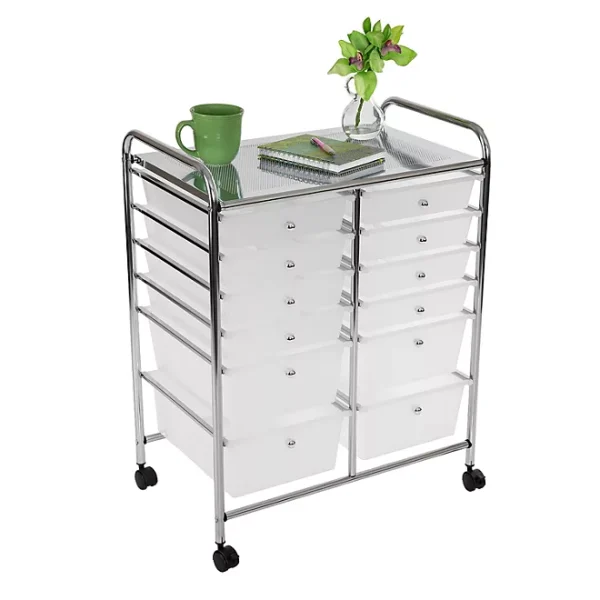 Seville Classics 12-Drawer Rolling Organizer Cart, 25.2" W x 15.2" D x 31.7" H - Image 4