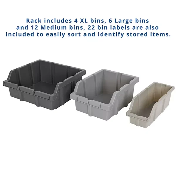 Member's Mark Steel Commercial Bin Rack With Wheels, 22 Bins, 36" W x 14" D x 56" H - Image 2