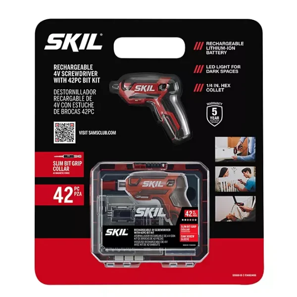 SKIL 4V Pilot Screwdriver with 42-Pc. Bit Kit Case - Image 4