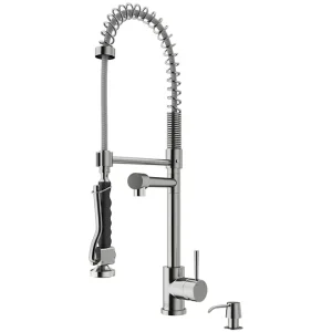 VIGO Zurich Pull-Down Spray Kitchen Faucet With Soap Dispenser (Stainless Steel)