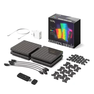 Twinkly Squares, 1 Master Tile + 3 Extension Tiles & Music, App-controlled LED Panels with 64 RGB