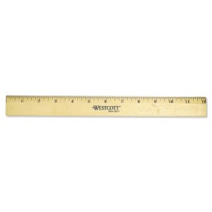 Wood Ruler with Single Metal Edge, Standard, 12" Long