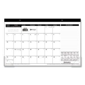 Compact Desk Pad, 18 x 11, White Sheets, Black Binding, Clear Corners, 12-Month (Jan to Dec): 2024