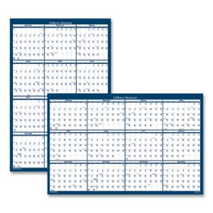 Recycled Poster Style Reversible/Erasable Yearly Wall Calendar, 24 x 37, White/Blue/Gray Sheets, 12-Month (Jan to Dec): 2024