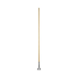 Clip-On Dust Mop Handle, Lacquered Wood, Swivel Head, 1" dia x 60", Natural