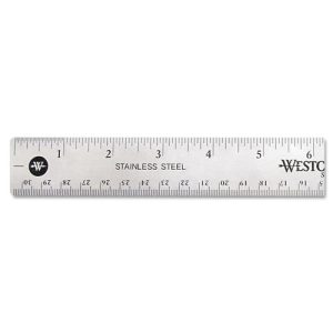 Stainless Steel Office Ruler With Non Slip Cork Base, Standard/Metric, 12" Long