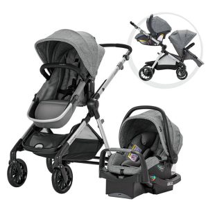 Evenflo Pivot Xpand Travel System with SafeMax Infant Car Seat Percheron
