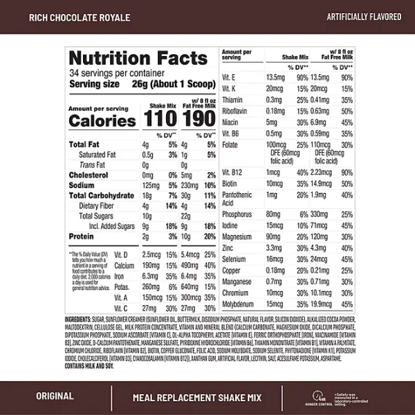 SlimFast Original 10g Protein Meal Replacement Shake Mix, Chocolate Royale 34 Servings, 31.18 oz. - Image 2