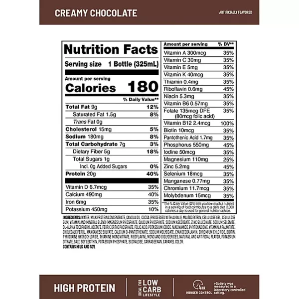 SlimFast Advanced Creamy Chocolate High Protein Ready to Drink Meal Replacement Shakes 11 fl. oz., 15 pk. - Image 2