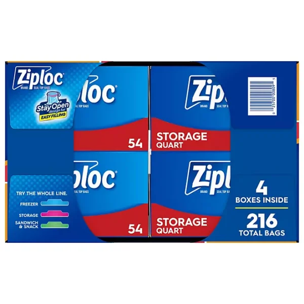 Ziploc Storage Quart Bags with New Stay Open Design, 216 ct. - Image 3