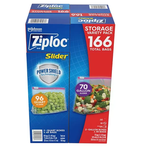 Ziploc Slider Storage Bags Variety Pack, Quart 96 ct., Gallon 70 ct. - Image 2