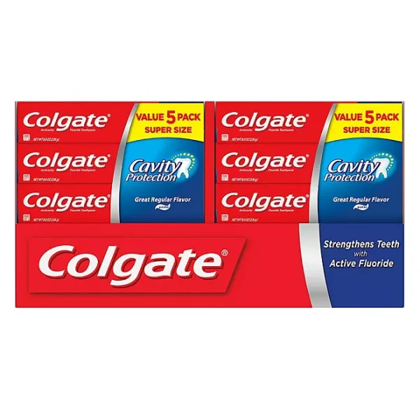 Colgate Cavity Protection Toothpaste with Fluoride, Regular Flavor, 8 oz., 5 pk. - Image 3