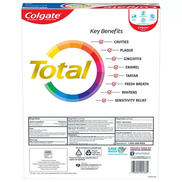 Colgate Total Whitening Toothpaste, 6 oz., 5 pk. - Image 2