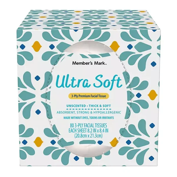 Member's Mark Ultra Soft 3-Ply Facial Tissues, Cube Boxes 80 tissues/box, 12 boxes - Image 5