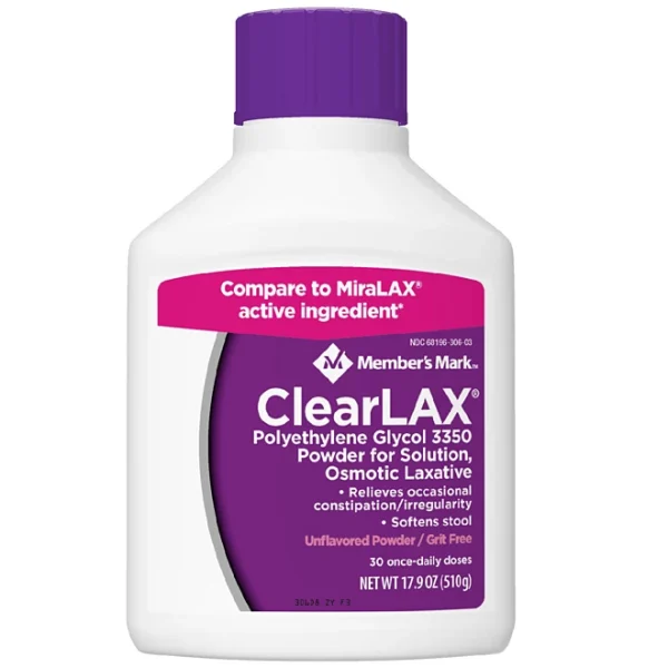 Member's Mark ClearLAX Polyethylene Glycol 3350 Powder, 17.9 oz., 3 pk.