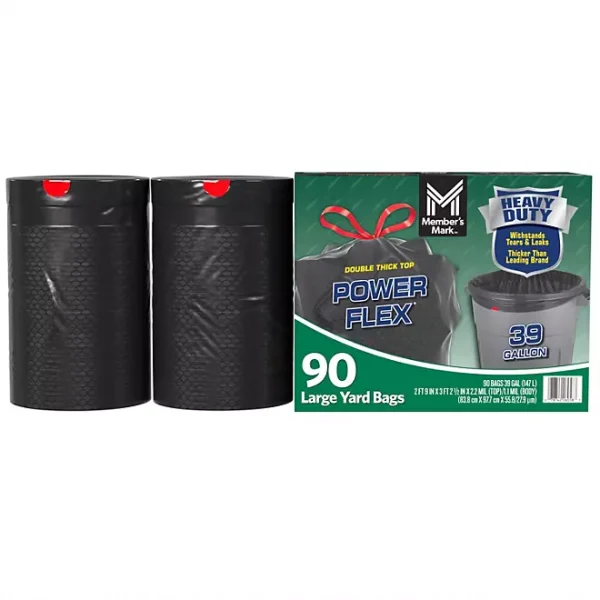 Member's Mark 39 Gallon Power Flex Drawstring Yard Trash Bags 90 ct. - Image 3