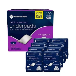 Member's Mark Total Protection Underpads Large, 23" x 36", 120 ct.