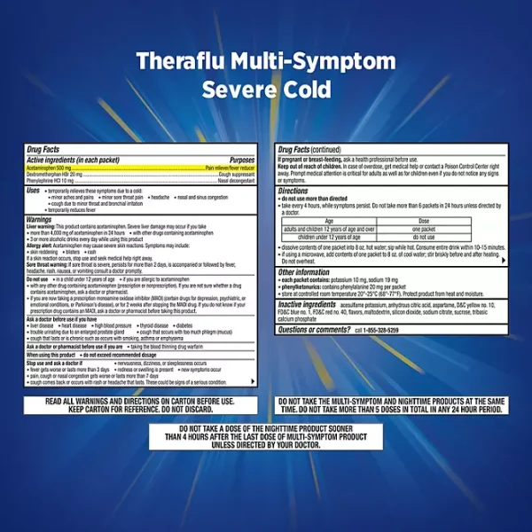 Theraflu Multi-Symptom Severe Cold & Nighttime Severe Cold & Cough Relief Medicine 18 pk. Multi-Symptom/6 pk. Night - Image 2