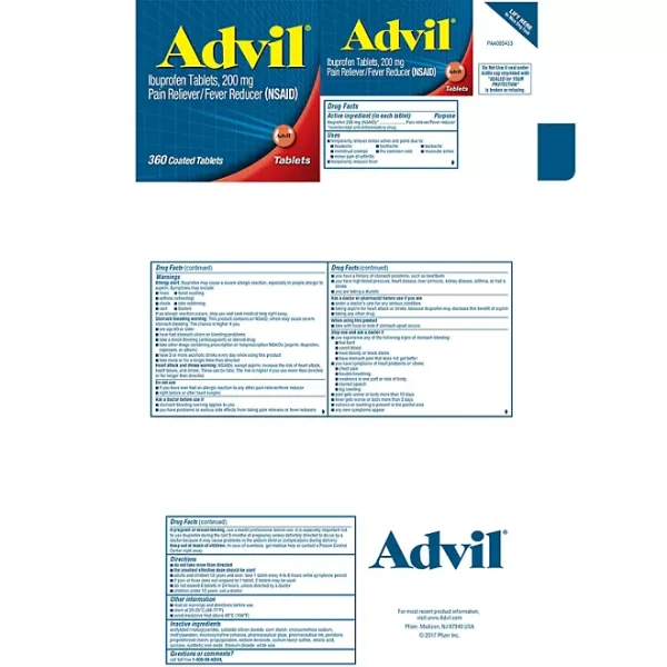 Advil Pain Reliever and Fever Reducer Tablet NSAID, 200 mg Ibuprofen, 360 ct. - Image 2