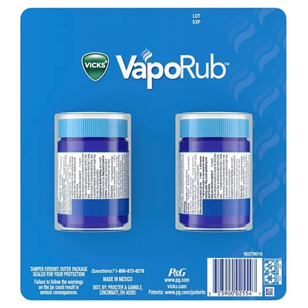 Vicks VapoRub Original Cough Suppressant Medicated Topical Analgesic Ointment 3.53 oz., 2 pk. - Image 2