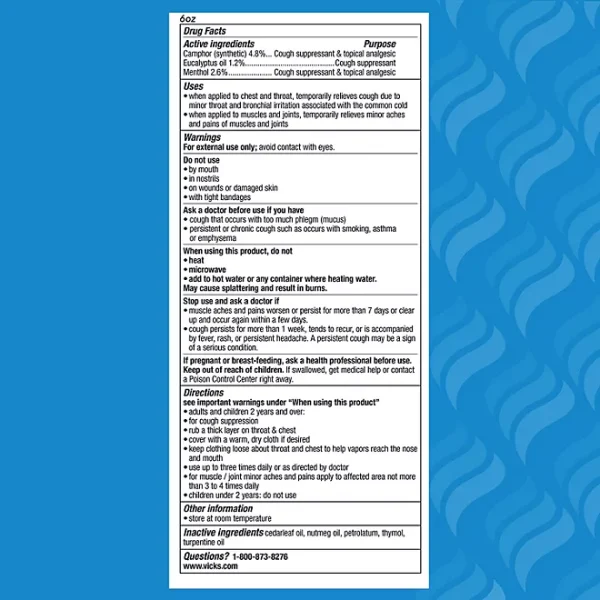 Vicks VapoRub Original Cough Suppressant Medicated Topical Analgesic Ointment 3.53 oz., 2 pk. - Image 3