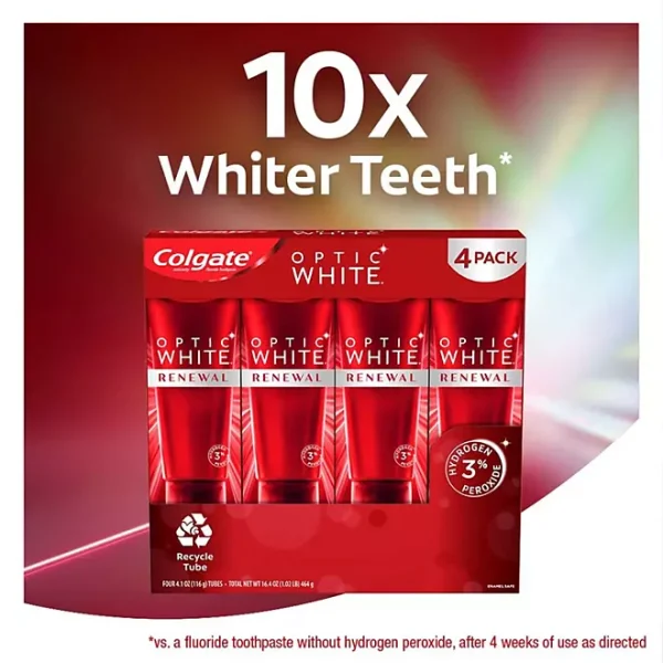 Colgate Optic White Renewal Whitening Toothpaste, 4.1 oz., 4 pk. - Image 3