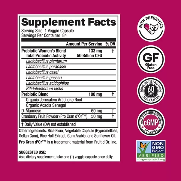 Physician's Choice Women's Probiotic Capsules, 50 Billion CFU 84 ct. - Image 3