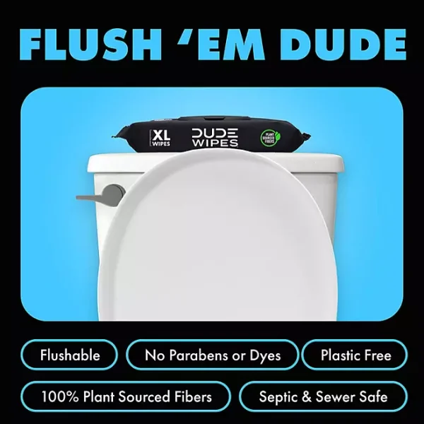 DUDE Wipes Extra Large Flushable Wet Wipes, Fragrance-Free, 400 ct. - Image 3
