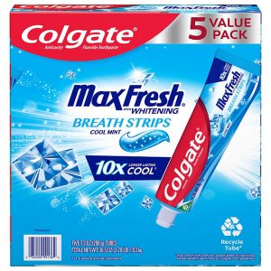 Colgate MaxFresh Toothpaste with Mini Breath Strips, Cool Mint 7.3 oz., 5 pk