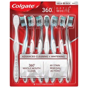 Colgate Optic White 360 Manual Toothbrush, Soft, 8 ct.