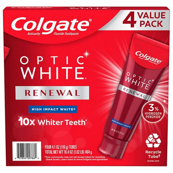 Colgate Optic White Renewal Whitening Toothpaste, 4.1 oz., 4 pk.