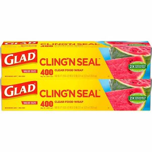 Glad Cling ‘N Seal Clear Plastic Food Wrap 400 sq. ft./roll, 2 rolls