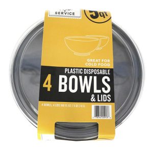 Member's Mark 5-qt. Plastic Disposable Bowl & Lid Set 4 pk.