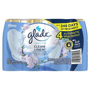 Glade Automatic Spray Air Freshener Refills, Clean Linen and Cashmere Woods, 4 ct.