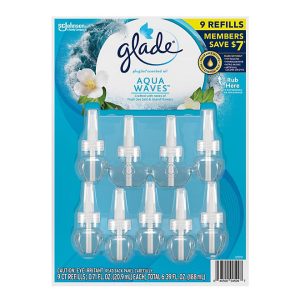 Glade PlugIns Scented Oil Air Freshener Refills, Aqua Waves, 9 refills