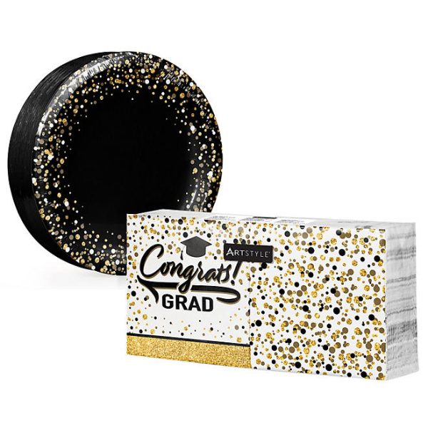 Artstyle Glittered Grad Paper Plates and Napkins Kit (285 ct.)